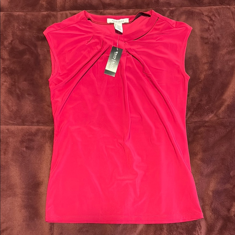 White House Black Market Red Ruched Sleeveless Top